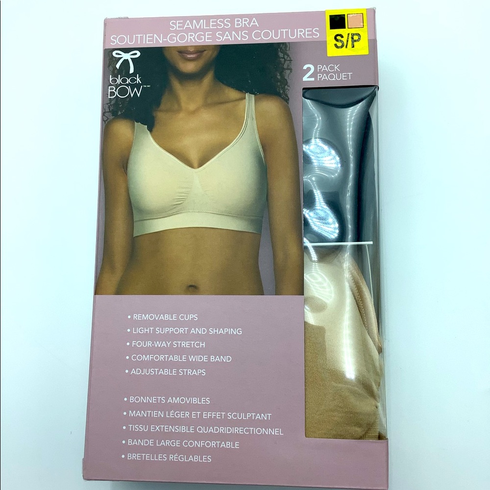 BLACK BOW..SEAMLESS BRA.. 2 PACK, BNIP🎀